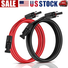1 Pair Black+Red Solar Panel Extension Cable Wire Solar Connectors 10 AWG Gauge picture