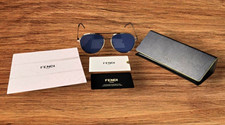 Fendi Men’s Aviator Sunglasses Gold Metal Frame Blue Tinted Lenses 145mm picture