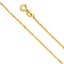 Solid 14k Gold Singapore rope chain Necklace Made in Italy All lengths picture