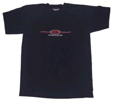 VTG ESPN SportsCenter Center Logo T-Shirt Embroidered Size L Retro Navy Blue y2k picture