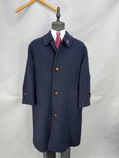Vintage Schneiders Salzburg Men Long Coat Wool navy blue Classic Overcoat US 48S picture
