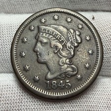 1845 Braided Hair Large Cent receive coin pictured see description #6129 picture