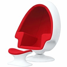 Alpha Egg Chair and Ottoman Red Accent White egg shell Chamber shape (Free ship) picture