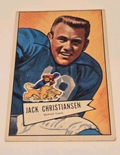 1952 Bowman Large JACK CHRISTIANSEN Detroit Lions #129 Rookie VG-EX #1 picture
