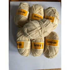 VTG Bernat Blarney Spun Irish Wool Yarn 50g/Skein Natural Knit Crochet 7 Skeins picture
