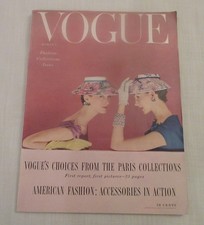 Vintage March 1954 Vogue Magazine Paris Fashions Like New Condition picture