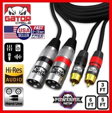 Dual 2-XLR Male to Dual 2-RCA Male Cable Patch Splitter Shielded Audio Stereo picture