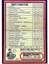 1960'S EARLY SHAKEY'S PIZZA  MENU 8.5X11 GLOSSY REPRINT  VINTAGE picture