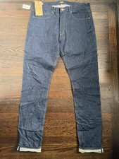 LEE 101 Selvedge Denim Jeans 36x33 Made In USA Straight Leg Dark Blue NWT picture