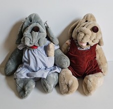 Vintage Ganz Bros Wrinkles Dog Jumbo 28” Puppet Pair - His & Hers Set 1981 picture