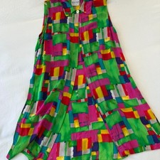 Vintage Benetton 90s Abstract Watercolor Split Blouse Made in Italy picture