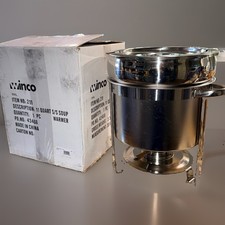 Winco 211 Stainless Steel Marmite Soup Chafer 11Qt round W/ Cover & Frame picture