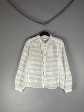 Marant Etoile Womens Peline White 100% Cotton Ruffle Lace Top Blouse Size 34 XS picture