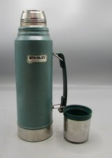 Vintage Stanley 1.0 Liter/1.1qt Vacuum Bottle Hammertone Green Thermos  picture