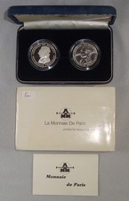 1987 Monnaie De Paris La Fayette Piedfort 100 Franc Sterling Silver 2-Coin Set picture