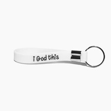 Faith Inspired i God this Spiritual Key Chain - White with Black Lettering picture