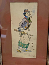 Antique watercolor painting  signed as CM.41 picture