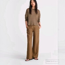 Madewell The Zoe Womens 4 Relaxed Straight Linen Pants Safari Khaki NZ252 picture