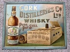 Rare Original Circa 1900 Cork Distilleries Whisky Ireland Metal Sign picture