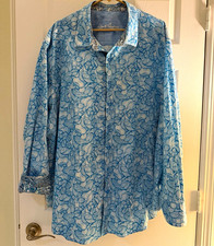 Robert Graham Men's Big & Tall 3XL Blue Paisley Cotton Woven Button-Up Shirt picture