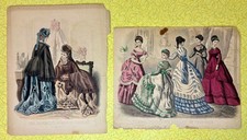 2 Antique Mme Demorest's Mirror of Fashions Victorian Fashion Plates c.1873-74 picture