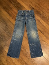Vintage 40/50s Kids Orpaz Thrashed Patchwork Jeans Straight Leg picture