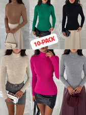VAV Women's Turtleneck Knit Top 10-Pack 10-Colors Turtleneck Basic Body Top picture