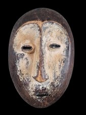 Lega Bwami Mask DRC Congo Genuine African Tribal Art Kaolin Patina picture