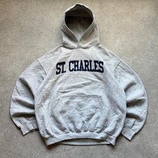 Vintage 2000s Gildan St Charles Gray Hoodie Y2K Streetwear Mens Large picture