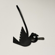 Hermes Birdie Epsom Charm Black Gold Milo Lamb Leather Rare Bag Accessory picture