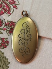 Antique Victorian Gold Filled Oval Locket Heavy Engraved Script Monogram 10.44g picture