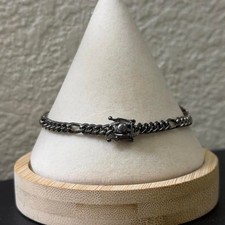 8 inch 5mm - 925 Sterling Silver Miami Figaro Bracelet Black Rhodium Finished picture