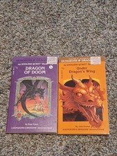 Vintage Lot Of 2 Under Dragon's Wing & Dragon Of Doom Paperback 1983 & 1994 D&D picture