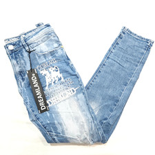 Dreamland Men's Jeans Lt Stone Blue Design Distressed Skinny Fit Denim 30 to 46 picture