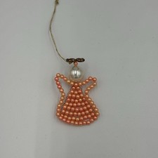 Lovely Vintage 2” Handmade Peach Bead Angel Ornament picture