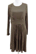 Boden Thea Long Sleeve Jersey Midi Dress Women 12R Navy Pink Olive Geometric New picture