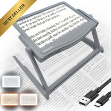 MAGNIPROS 5X LED Page Magnifying Glass Detachable Stand 3 Color Modes For Books picture