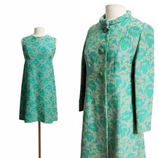 1960s Dress Set / Floral Dress / 1960s Party Dress / Size Large picture
