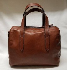 Fossil Sydney Satchel Brown Textured Leather Brass Hardware EUC picture