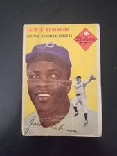 1954 Topps #10 Jackie Robinson Brooklyn Dodgers Vintage Baseball Card - Original picture