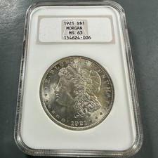 1921 $1 Morgan Silver Dollar NGC MS63, Old Fatty Holder (90657) picture