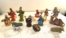 Nativity Baby Jesus Mary Joseph Wise Men Shepard Donkey Camal Vtg Italy 14pc Set picture