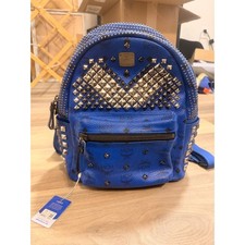 MCM Stark Bebe Boo Backpack Blue Visetos Studded Small Bag T2584 picture