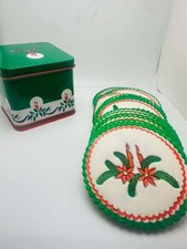 Vintage 1985 Interpur Christmas Coasters with Tin picture