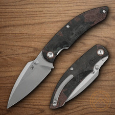 Kansept Knives Falk Folding Knife 3.38 Elmax Steel Blade Rag Burl/Micarta Handle picture