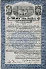 Rare Antique 1921 New York Central Railroad $1000 5% Bond Certificate Blue picture