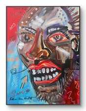 Neal Original 11x14 Expressionist Bold Portrait Face Painting Signed Canvas picture