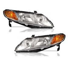 WEELMOTO Headlights Assembly For 2006-2011 Honda Civic 4-Door Sedan Headlamps picture