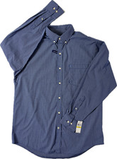 NWT $60 Izod Premium Essentials Blue 100% Cotton Button Down Shirt Men's Size M picture
