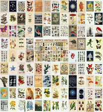 100PCS Vintage Postcard Set 4x6 Retro Botanical Cottagecore Card Pack picture